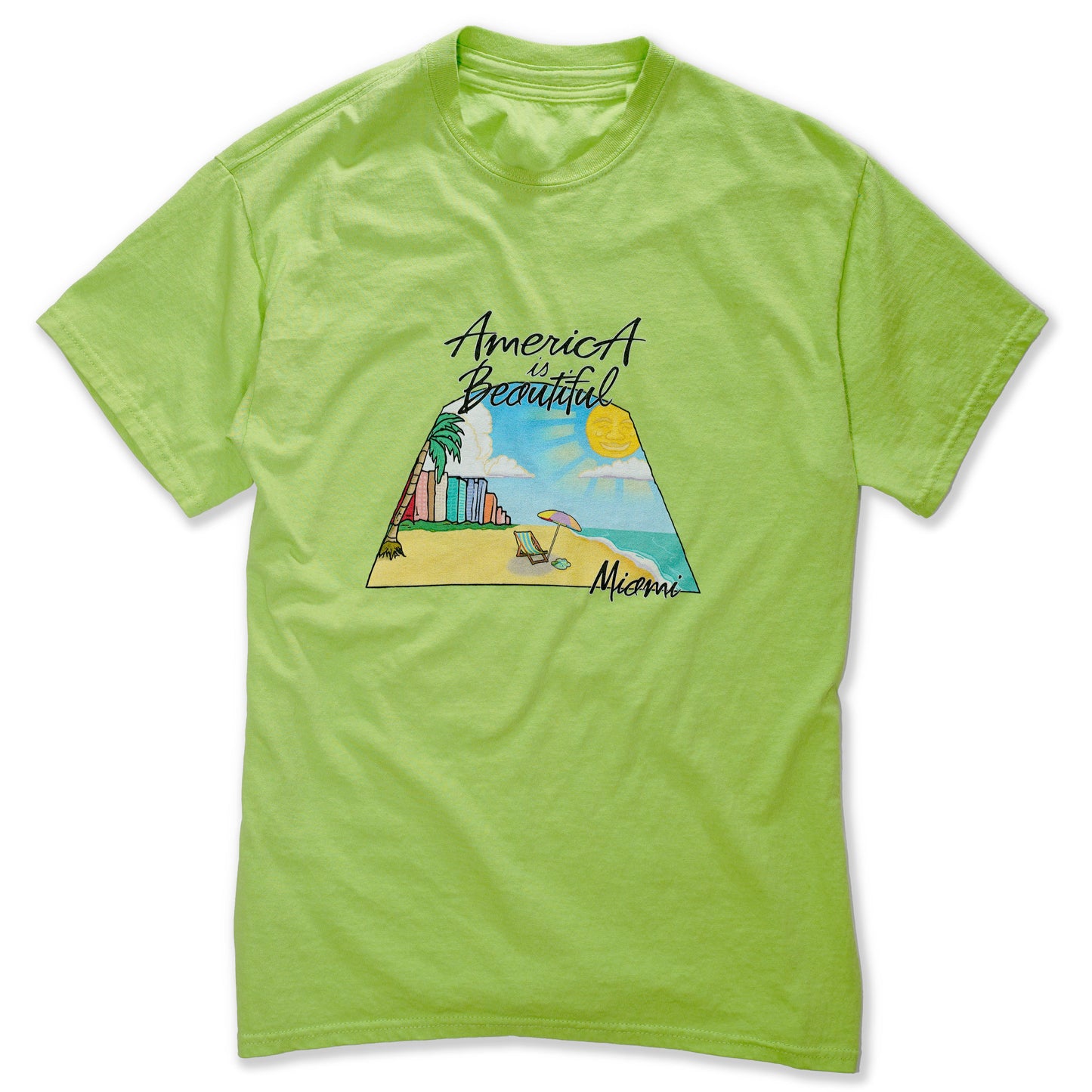 Vibrant Miami Beach Icon Mens Graphic Tee By America The Beautiful®