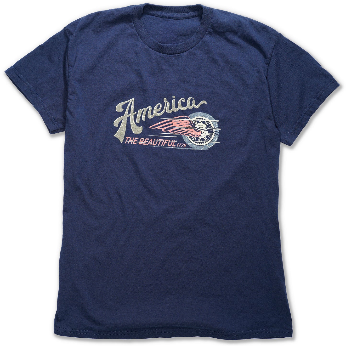 America The Beautiful® Motorcycle Wheel With Wings Unisex Biker Graphic T-shirt