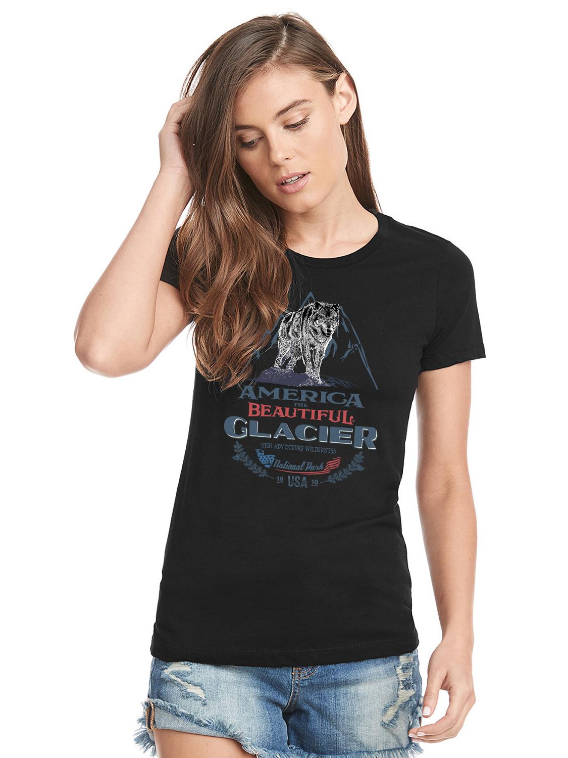 America The Beautiful® Glacier National Park Fearless Wolf Womens Graphic Tee