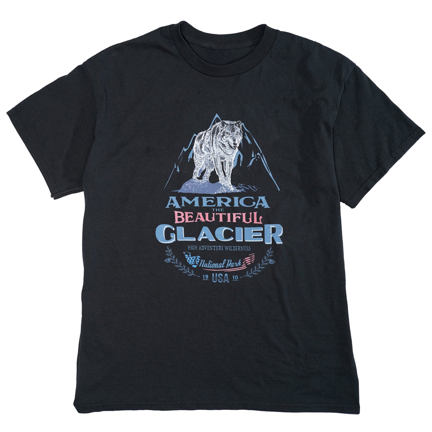 America The Beautiful® Glacier National Park Fearless Wolf Mens Graphic Tee