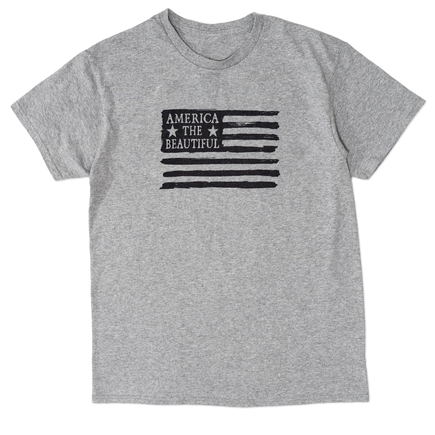 American Flag Weathered Grunge Style Grey Mens Shirt