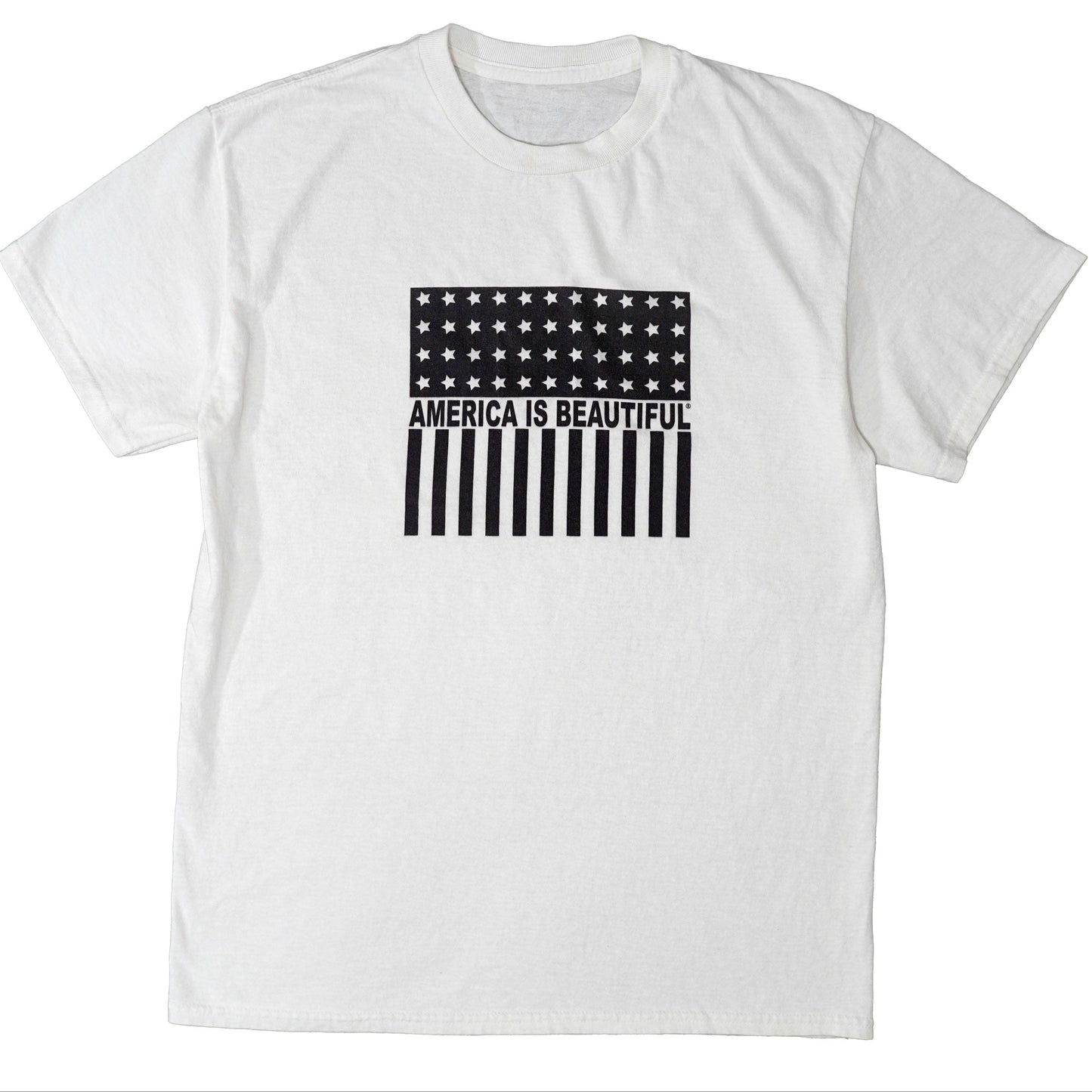 Freedom Icon American Flag Short Sleeve Adult Graphic T-Shirt - black on white