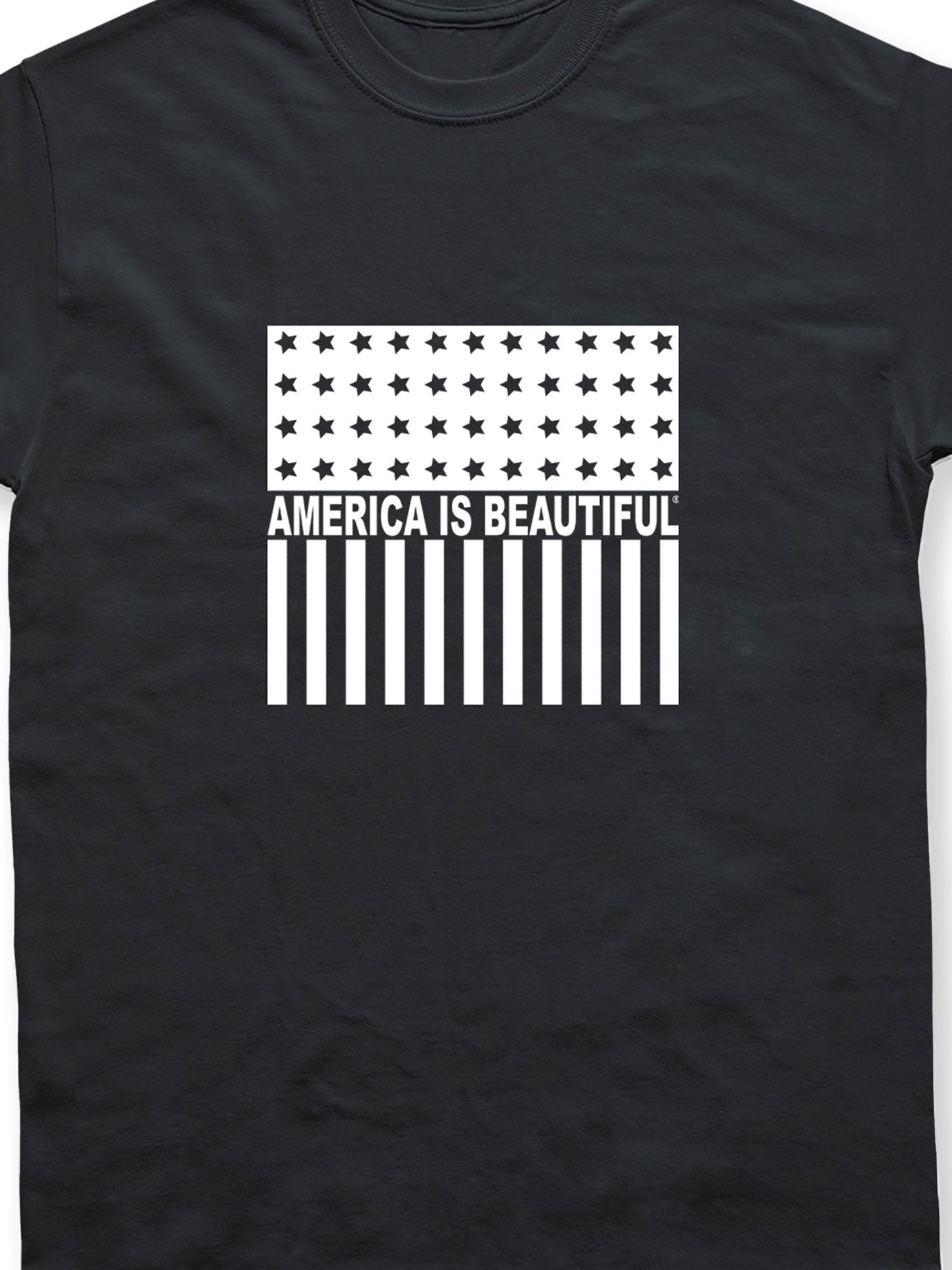 Freedom Icon American Flag Short Sleeve Adult Graphic T-Shirt - white on black