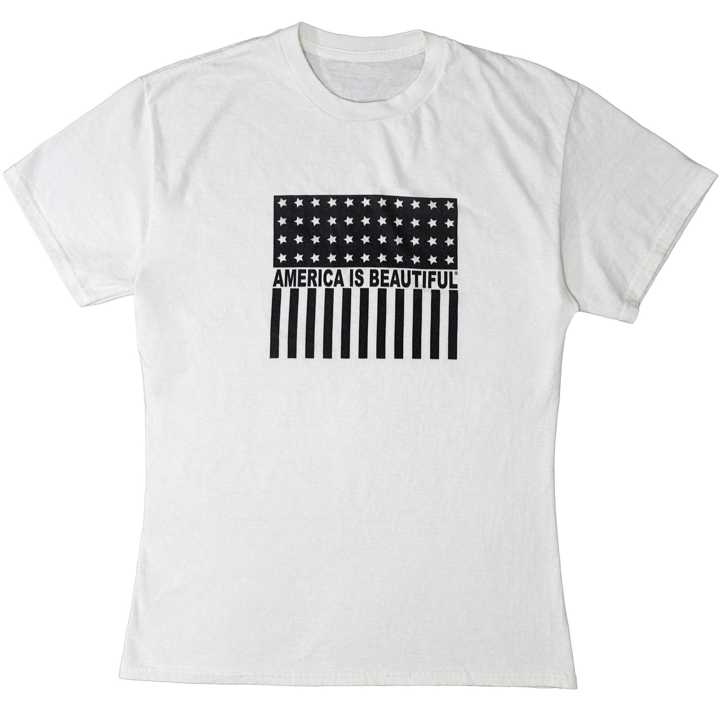 Freedom Flag Icon By America The Beautiful® Black American Flag On Womens White Graphic Tee