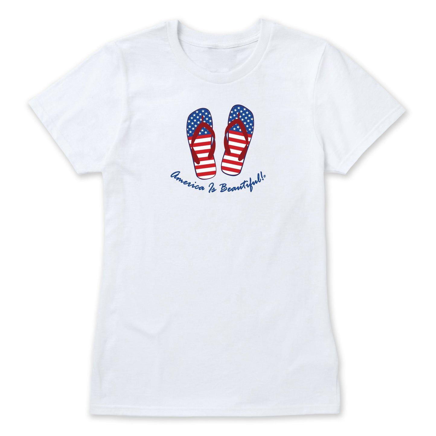 American Flag Flip Flops Graphic T-shirt 1 by America Is Beautiful®
