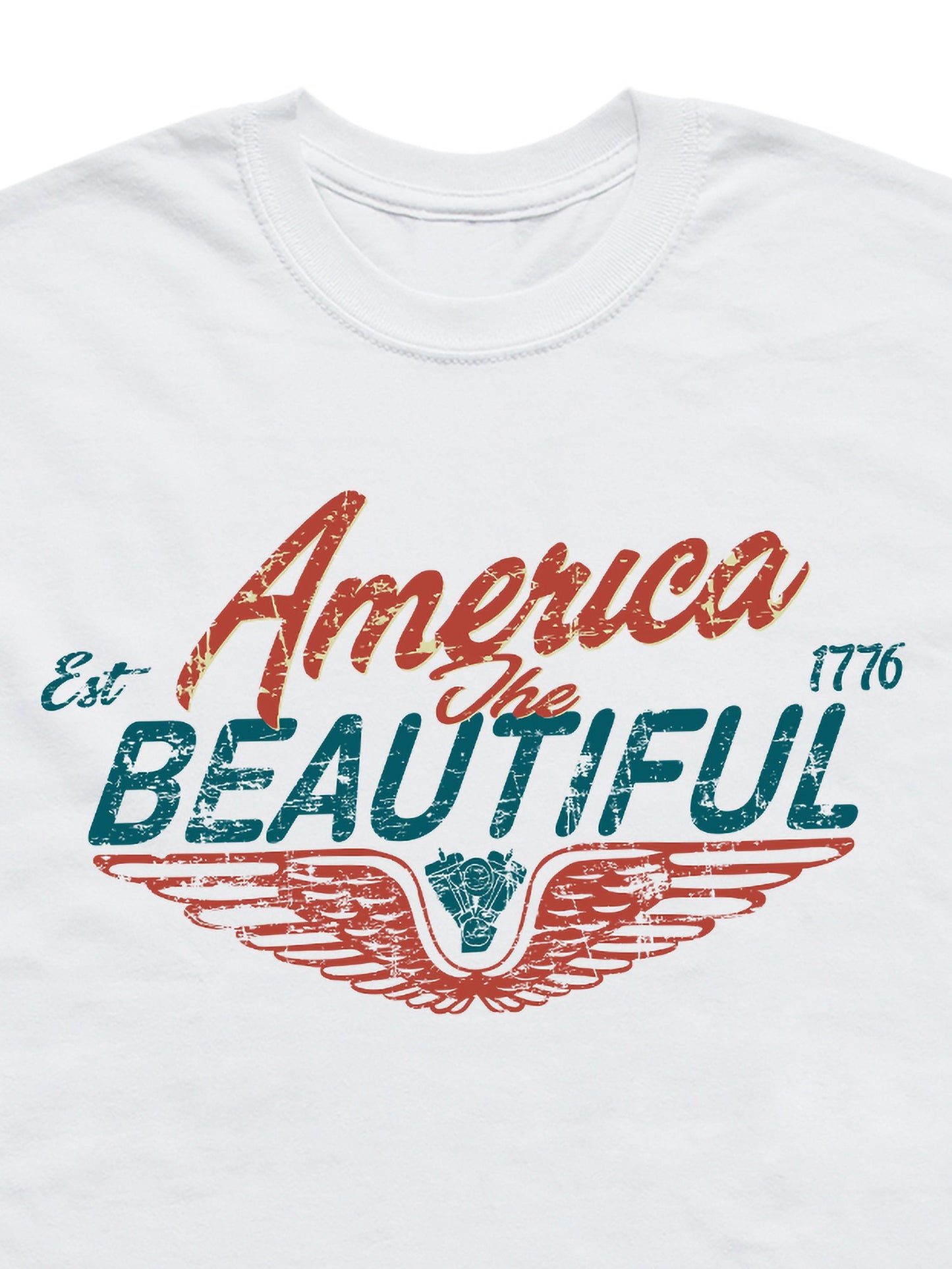 America The Beautiful® Motorcycle Engine Block with Spread Wings Unisex Biker Tee