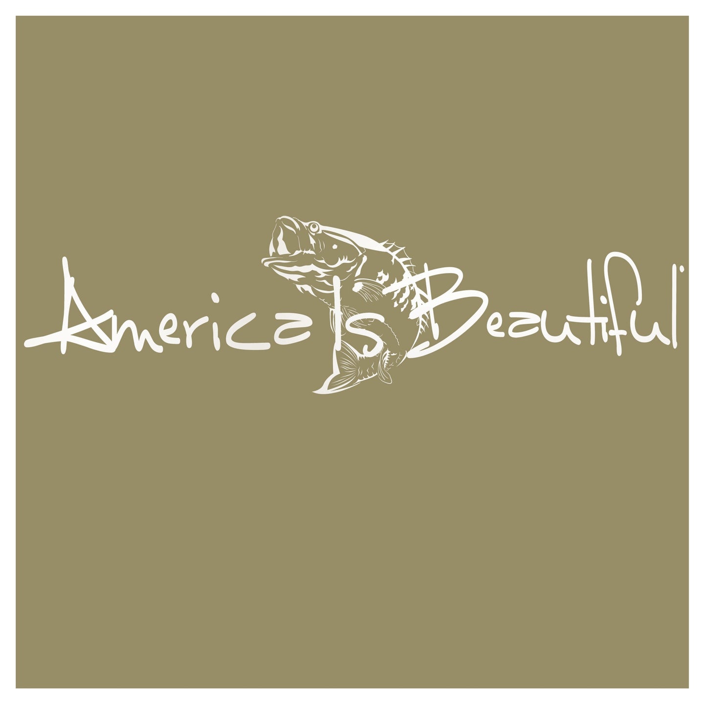 America Is Beautiful™ Bass Fish Die Cut White Vinyl Sticker Decal