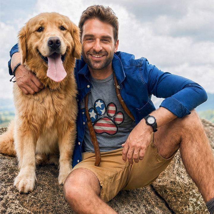 Pawsitively American Dog Paw Flag Shirt - M