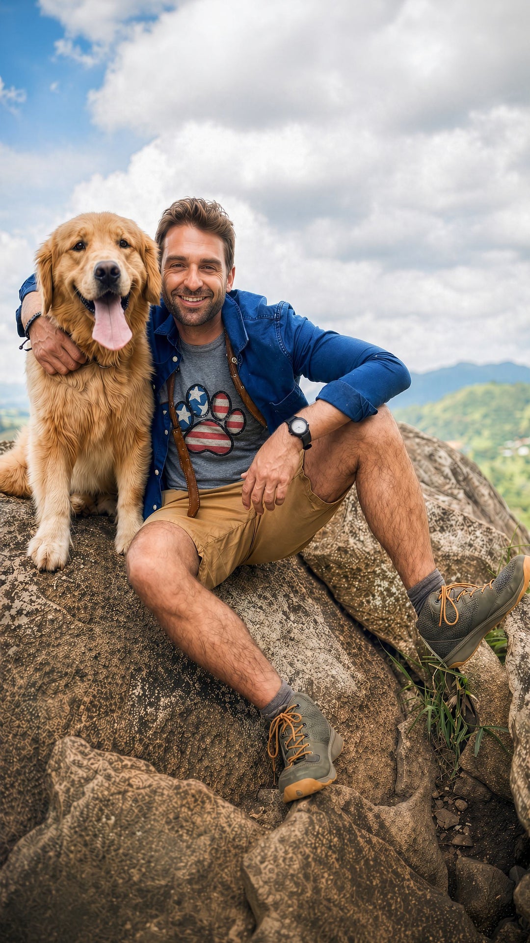 Pawsitively American Dog Paw Flag Shirt - M