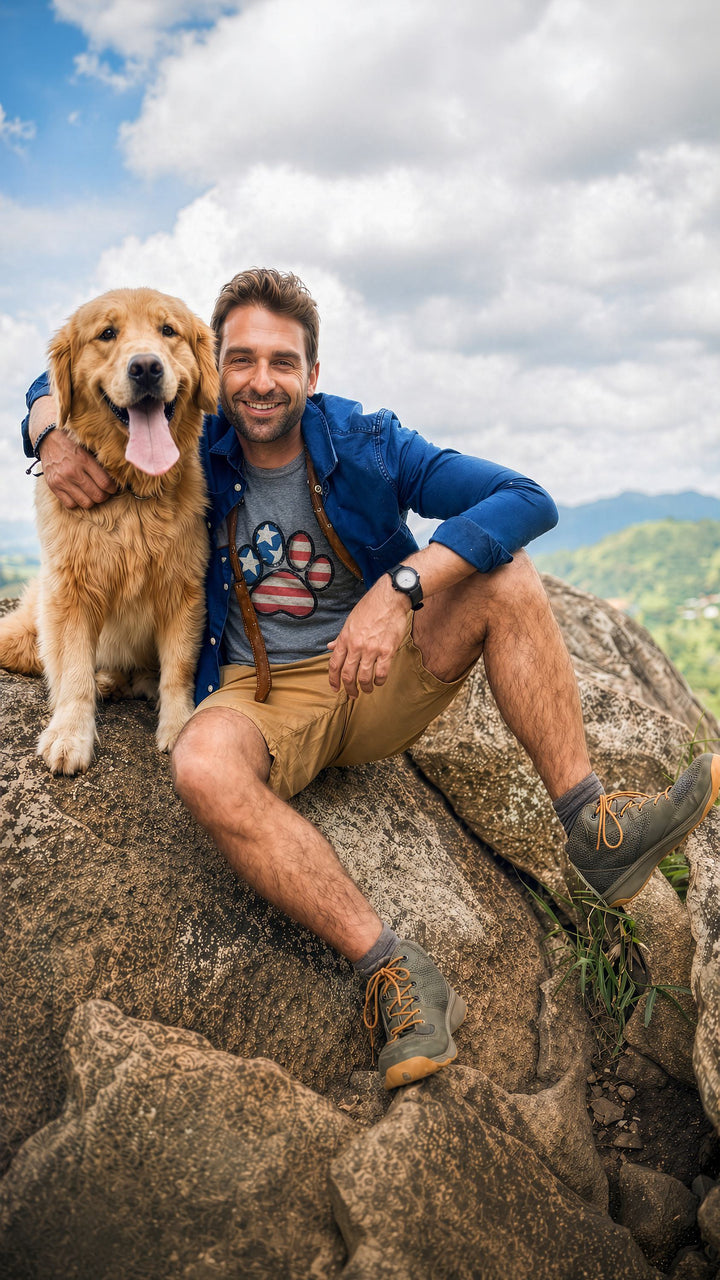 Pawsitively American Dog Paw Flag Shirt - M