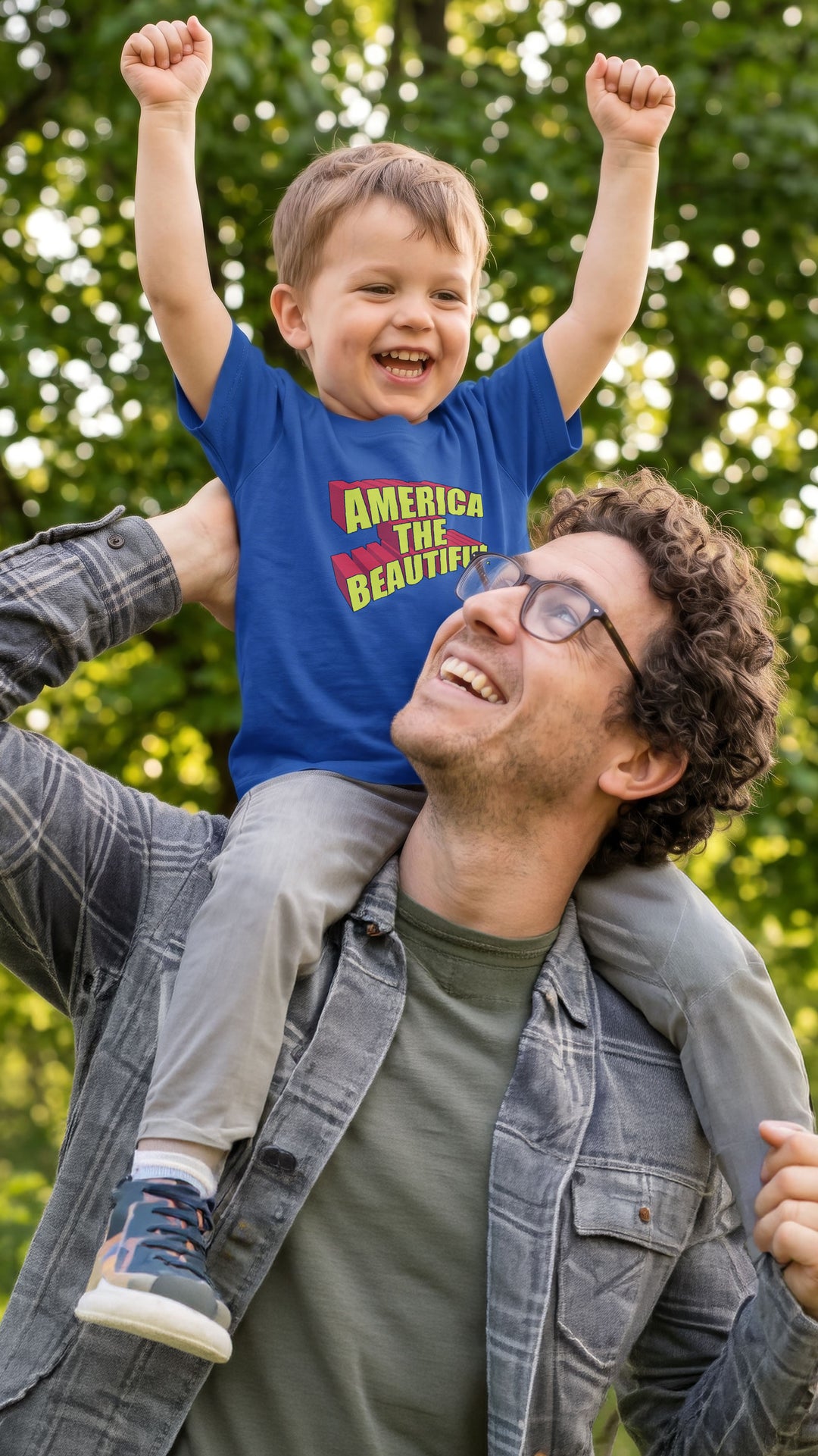 Flying Child with Blue t-shirt with &