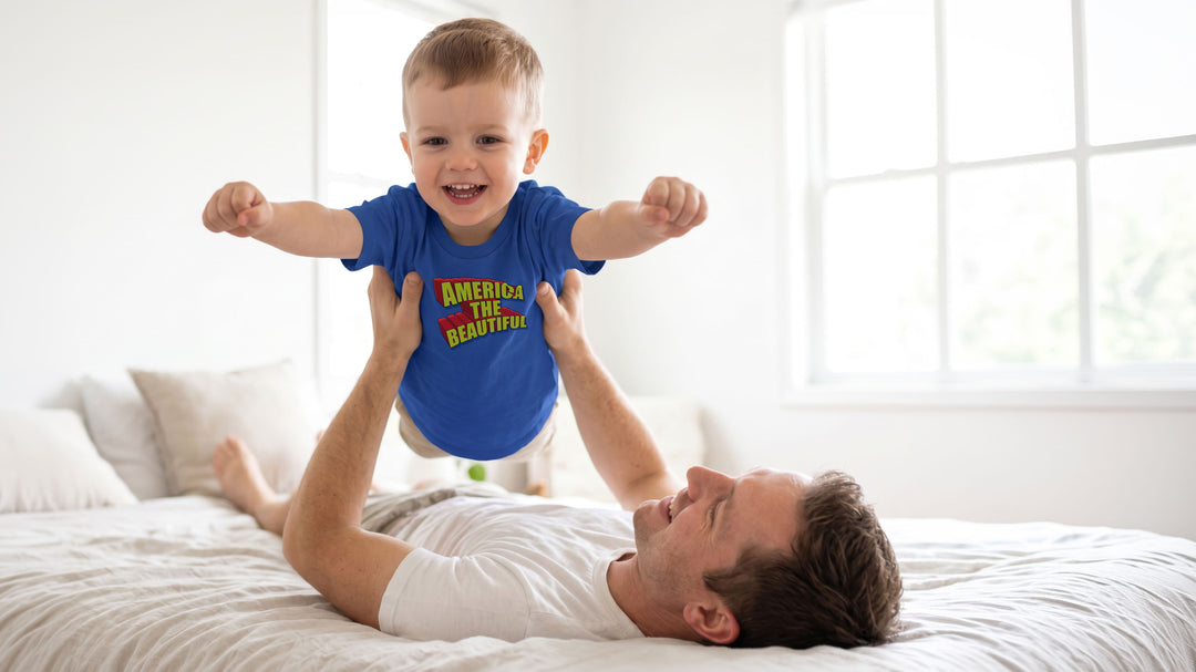 Flying Child with Blue t-shirt with &