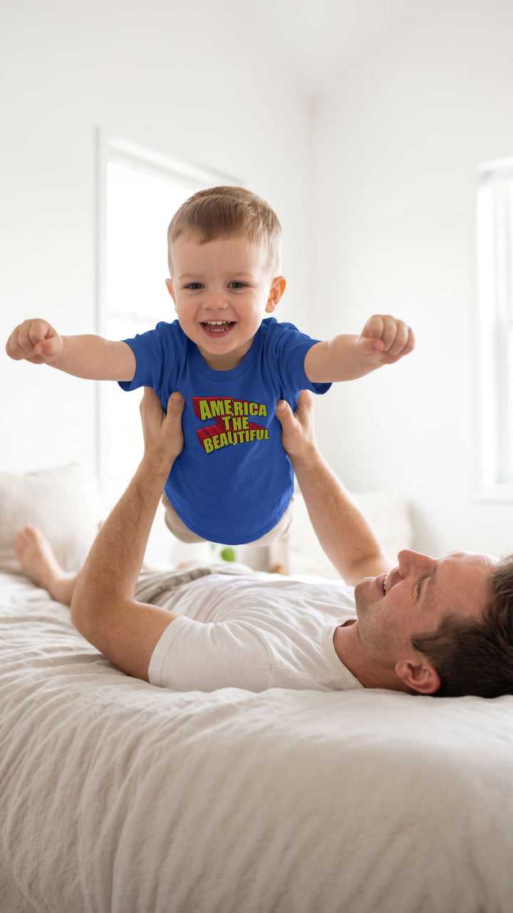 Flying Child with Blue t-shirt with &