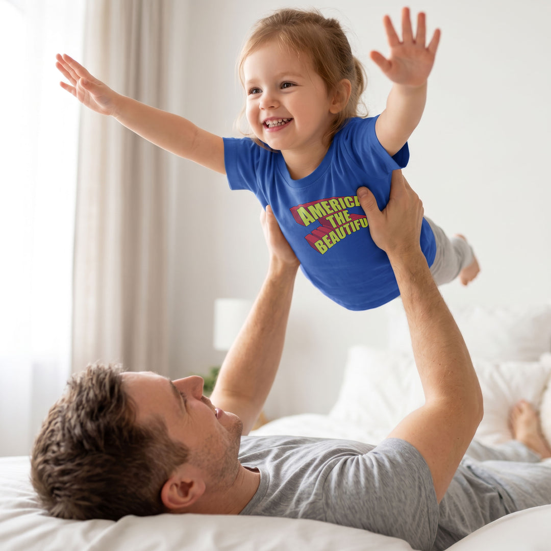 Flying Child with Blue t-shirt with &
