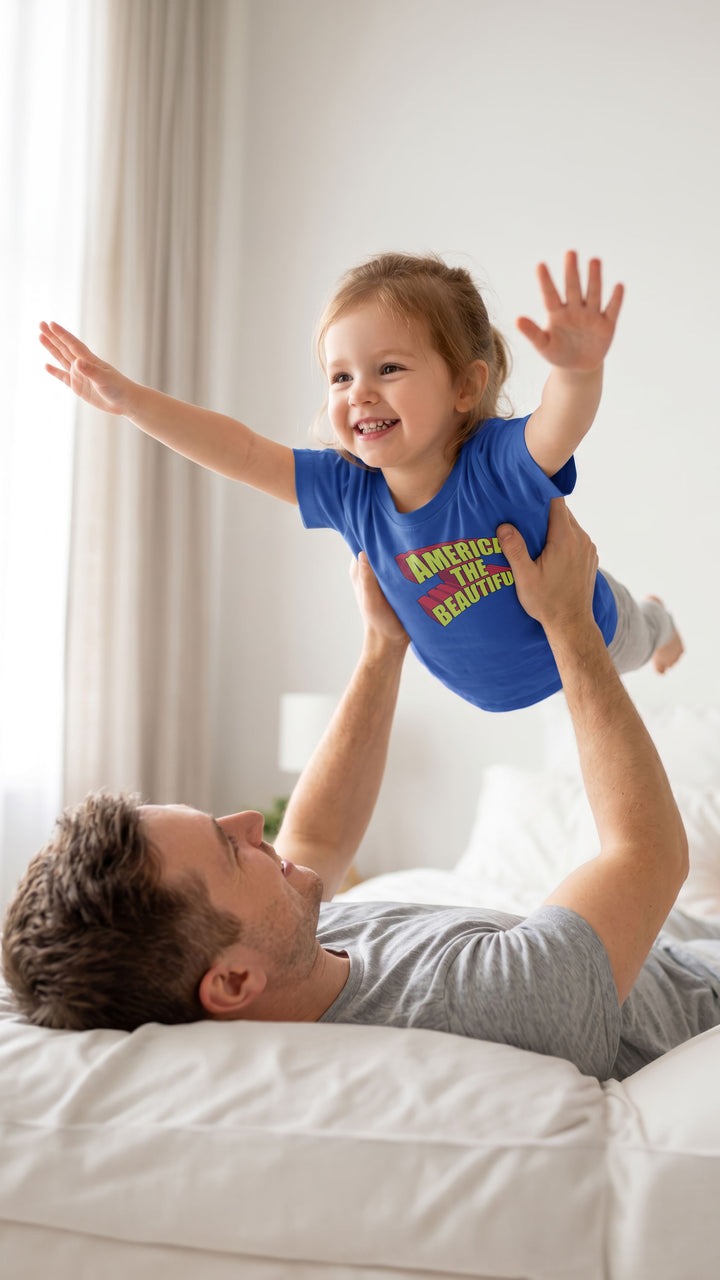 Flying Child with Blue t-shirt with &
