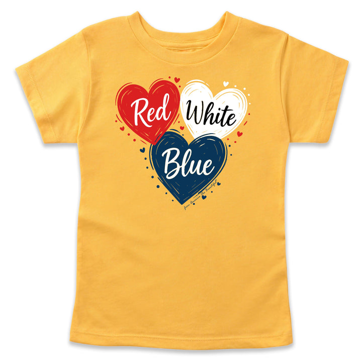 Three Hearts American Fun T-shirt 1.0 in Red White and Blue from America Is Beautiful®