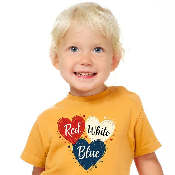 Three Hearts American Fun T-shirt 1.0 in Red White and Blue from America Is Beautiful®