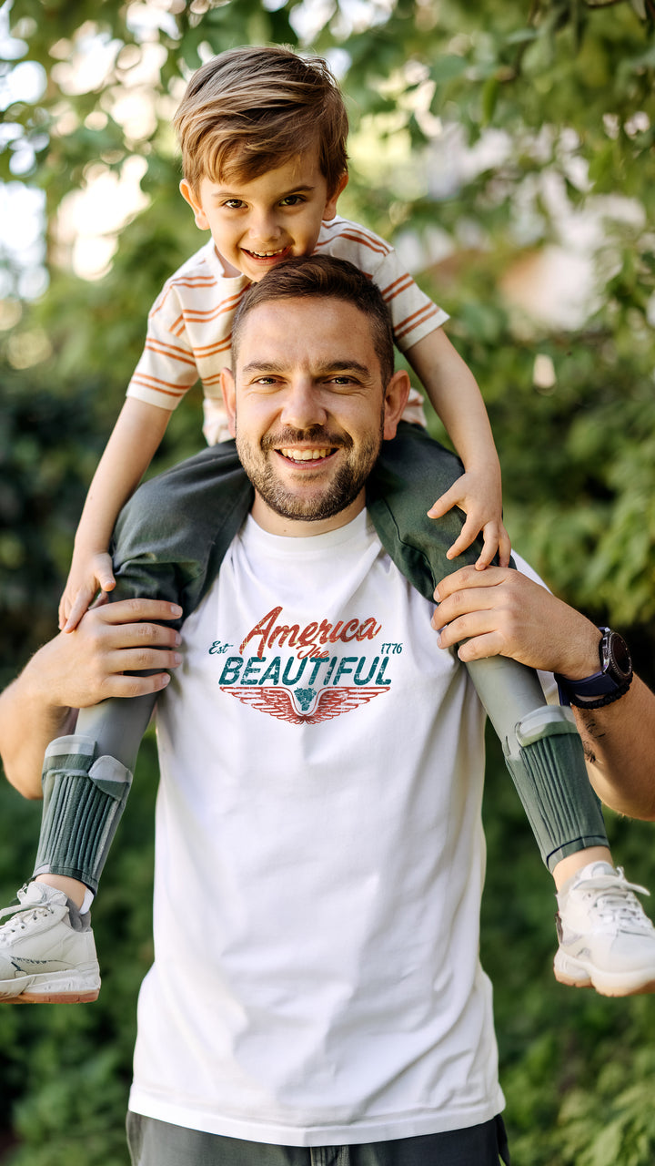America The Beautiful® Motorcycle Engine Block with Spread Wings Unisex Biker Tee