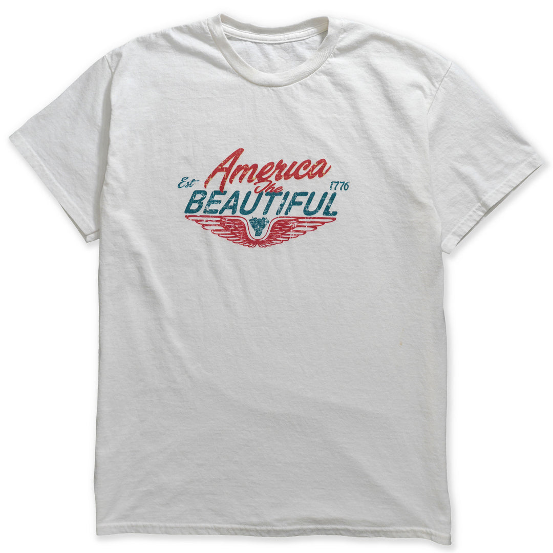 America The Beautiful® Motorcycle Engine Block with Spread Wings Unisex Biker Tee