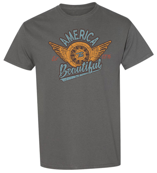 Winged Motorcycle Wheel Vintage Biker T-Shirt