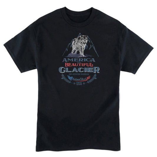 America The Beautiful® Glacier National Park Fearless Wolf Mens Graphic Tee