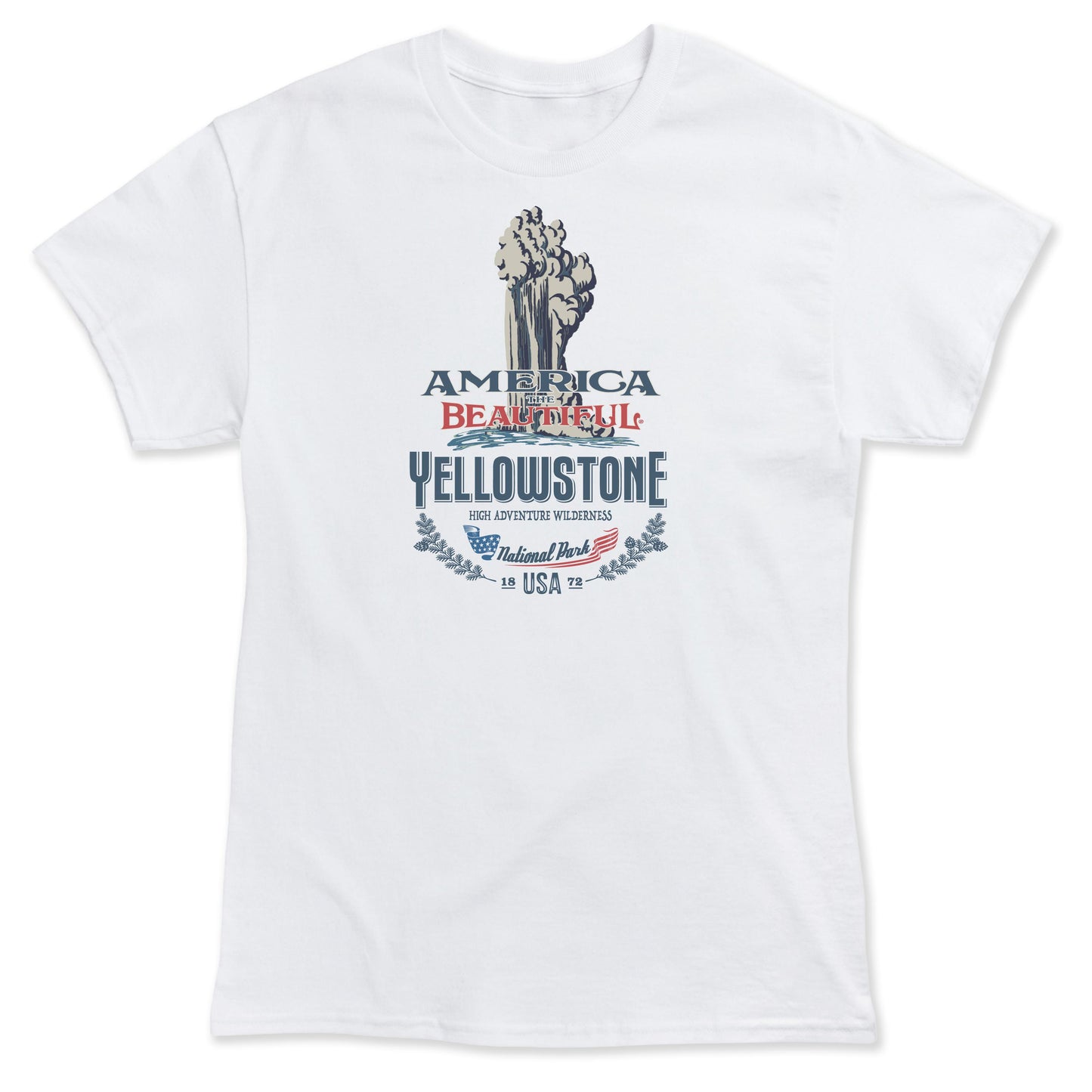 America The Beautiful® Yellowstone National Park Old Faithful Mens Vintage Graphic Tee