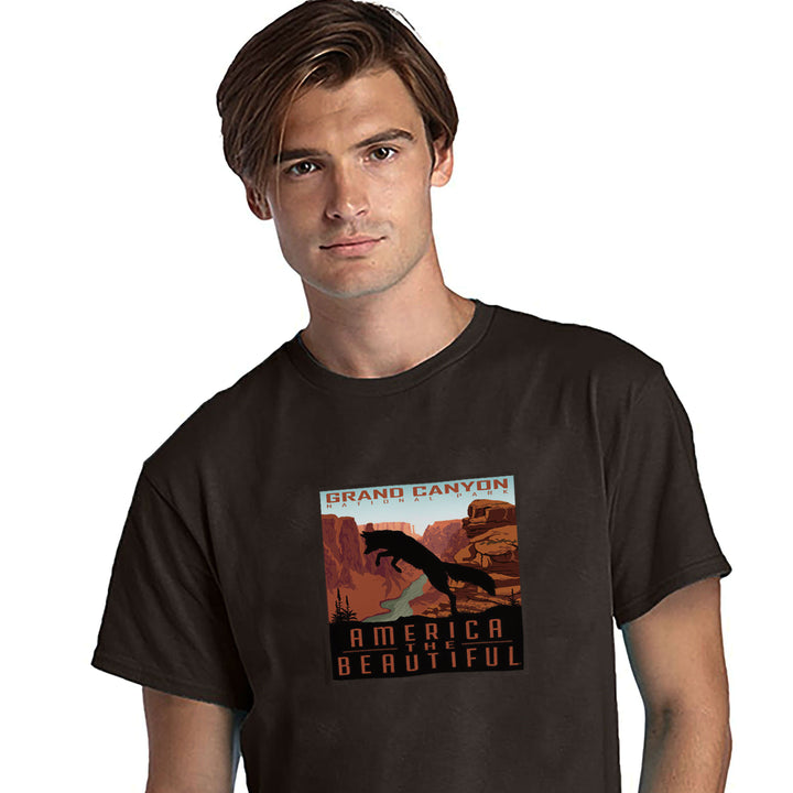 America The Beautiful® Grand Canyon National Park Jumping Fox Mens Graphic Tee