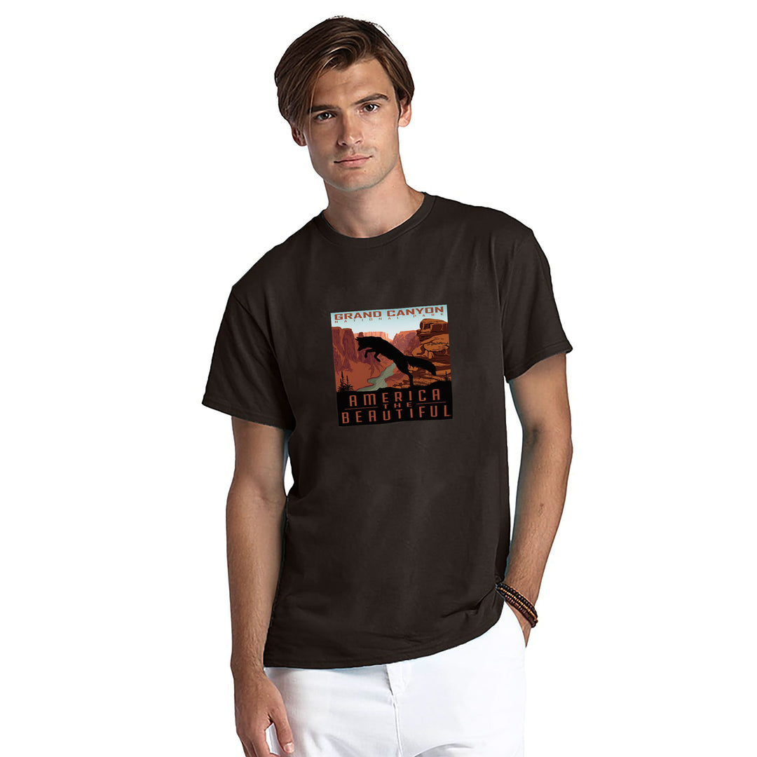 America The Beautiful® Grand Canyon National Park Jumping Fox Mens Graphic Tee