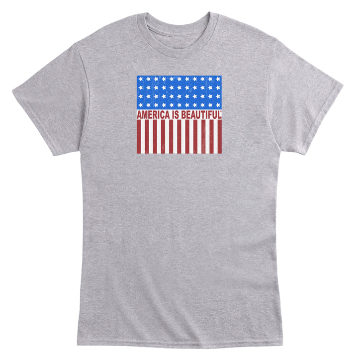 Freedom Flag Icon By America The Beautiful® Red White And Blue American Flag On Mens Grey Graphic Tee