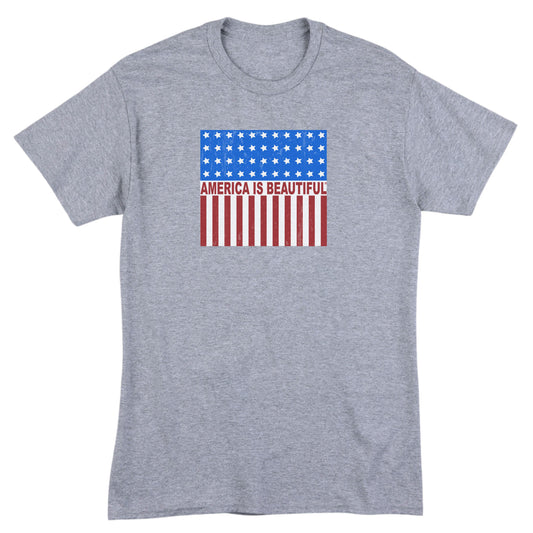 Freedom Flag Icon By America The Beautiful® Red White And Blue American Flag On Mens Grey Graphic Tee
