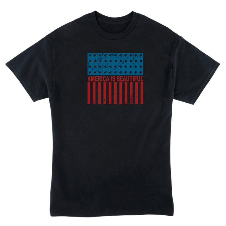Freedom Flag Icon By America The Beautiful® Red White And Blue American Flag On Mens Black Graphic Tee