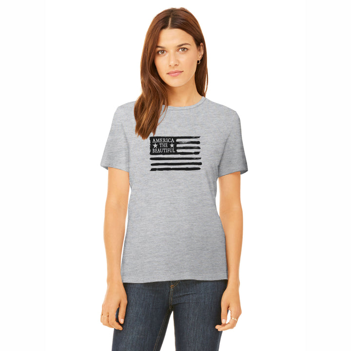 American Flag Weathered Grunge Style Grey Mens Shirt