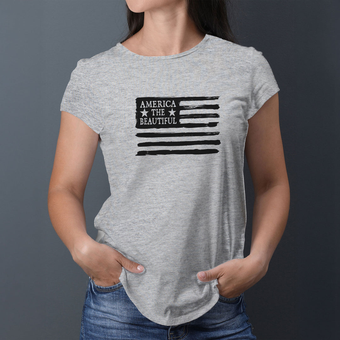 American Flag Weathered Grunge Style Grey Mens Shirt