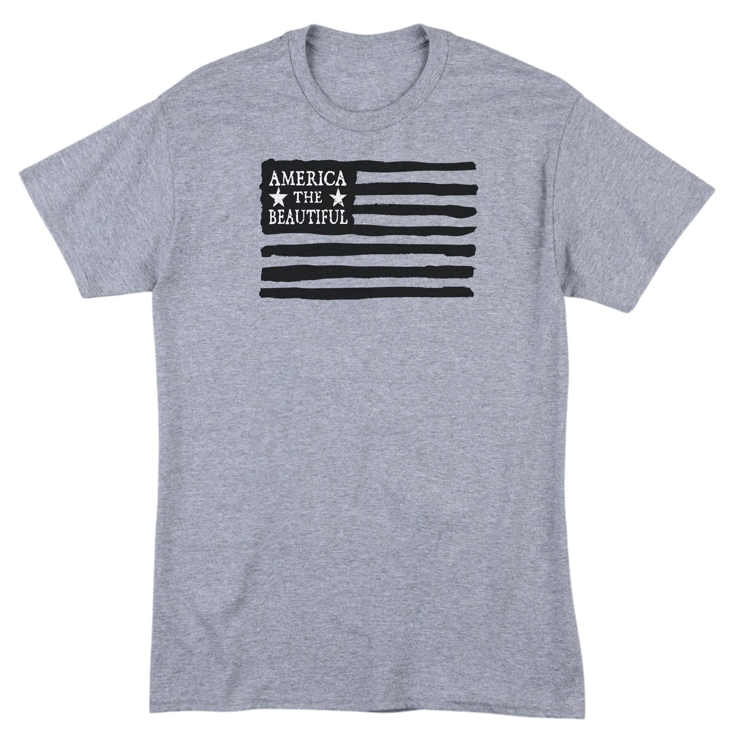 American Flag Weathered Grunge Style Grey Mens Shirt