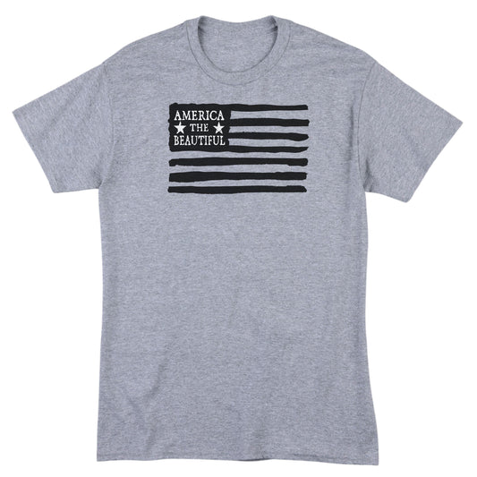 American Flag Weathered Grunge Style Grey Mens Shirt