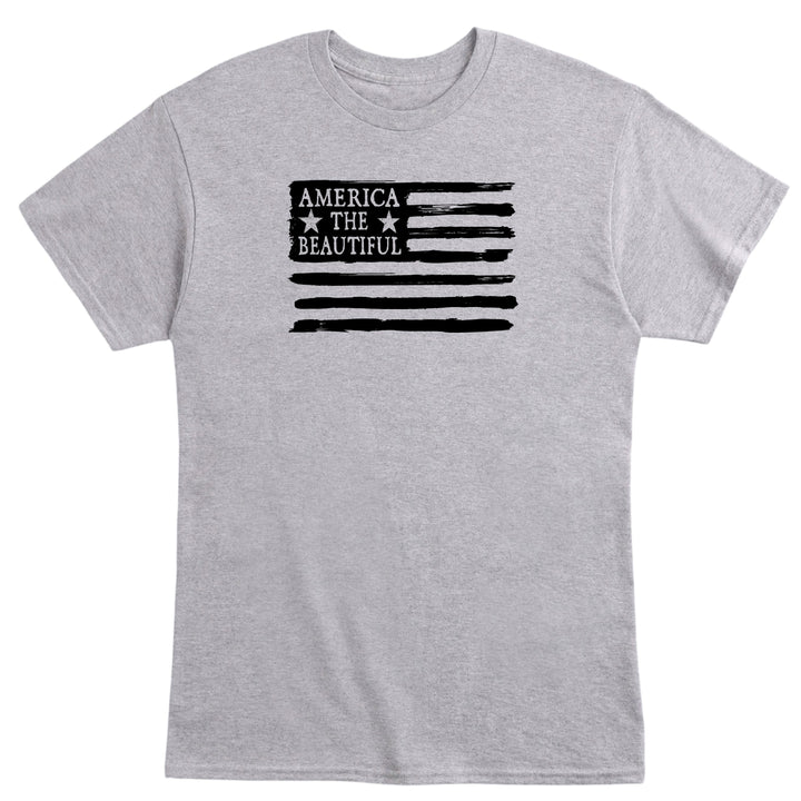 American Flag Weathered Grunge Style Grey Mens Shirt