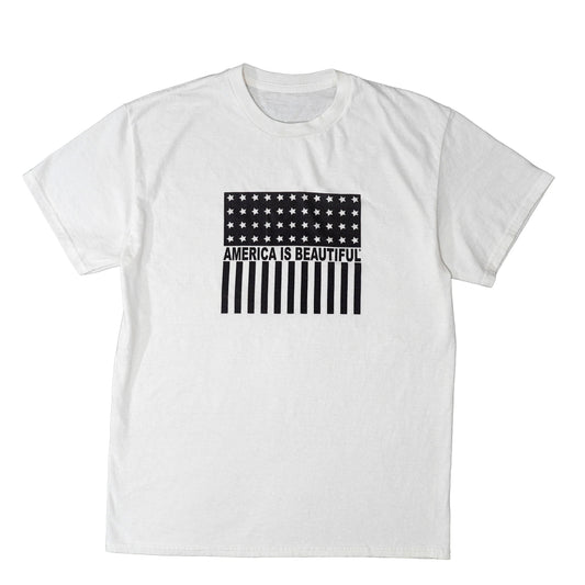 Freedom Icon American Flag Short Sleeve Adult Graphic T-Shirt - black on white