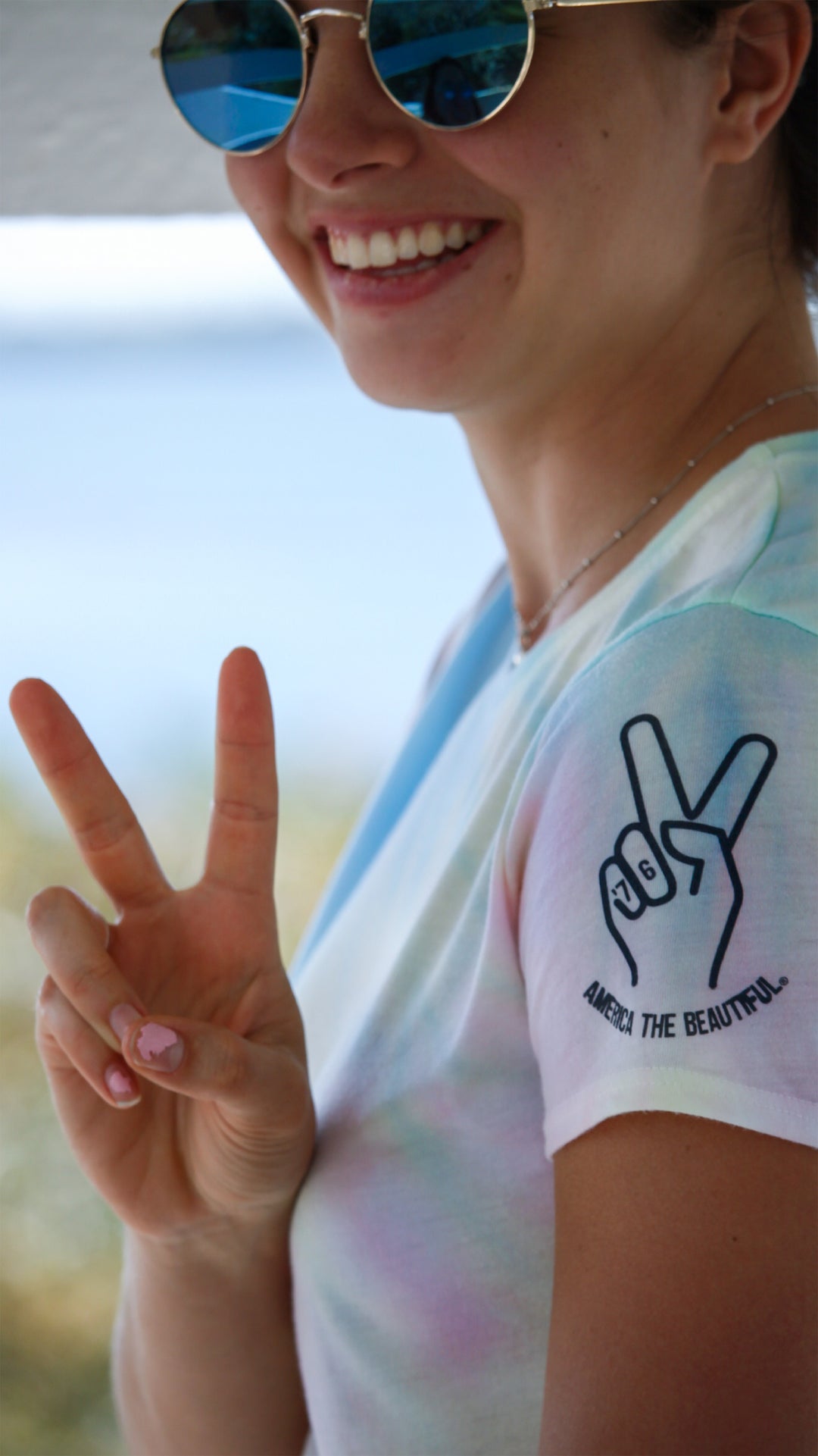 Righteous Tie Dye Peace Sign America The Beautiful® Womens Cropped Tee