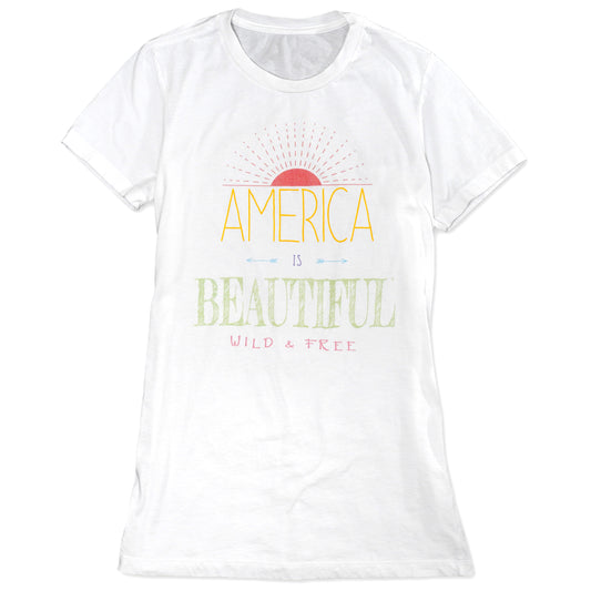 America Is Beautiful Wild & Free Sunrise Women’s Graphic T-Shirt