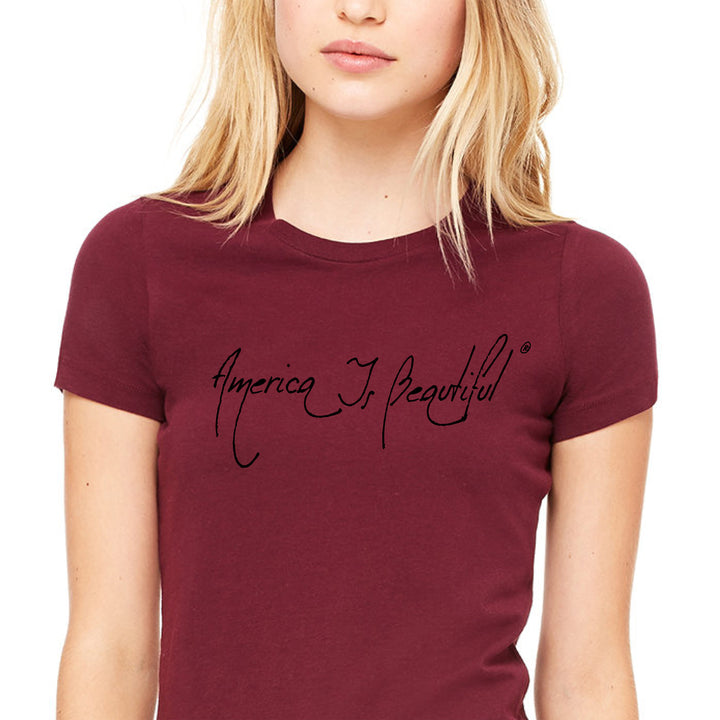 Classy 2.0 America Is Beautiful Womens Short Sleeve Message Tee