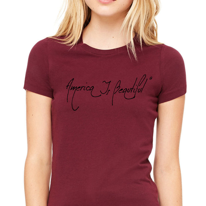 Classy 2.0 America Is Beautiful Womens Short Sleeve Message Tee