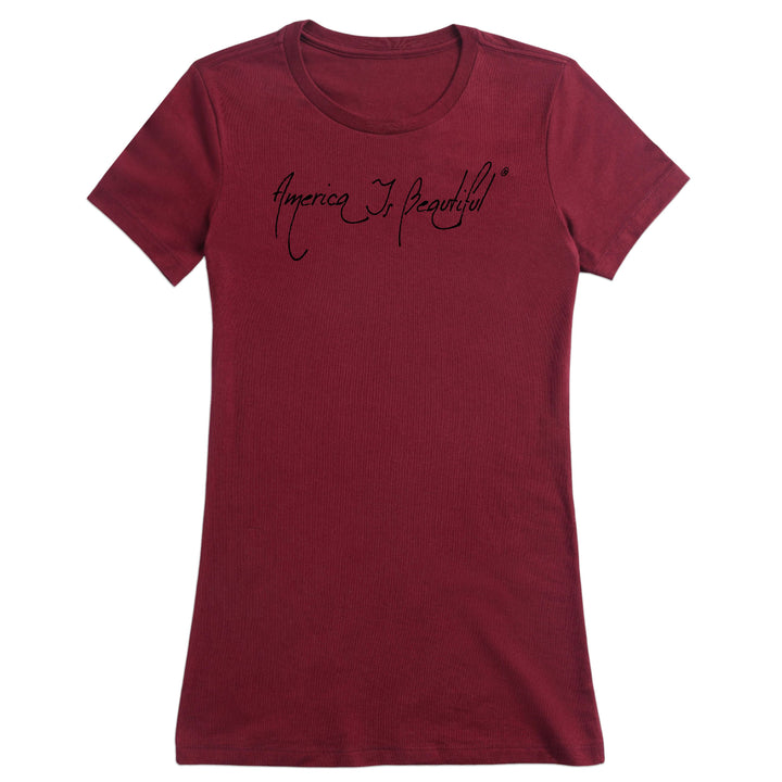 Classy 2.0 America Is Beautiful Womens Short Sleeve Message Tee