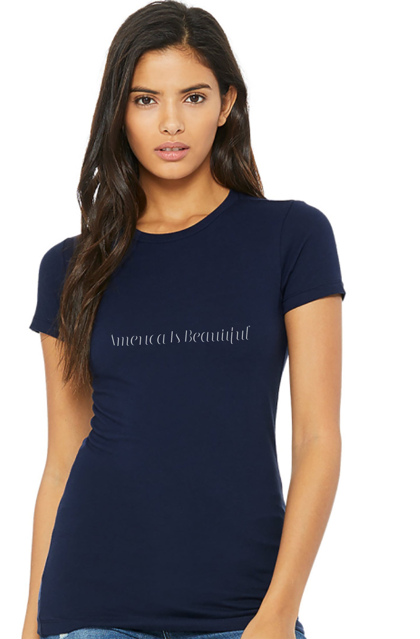 Classy 3.0 America Is Beautiful Womens Short Sleeve Message Tee