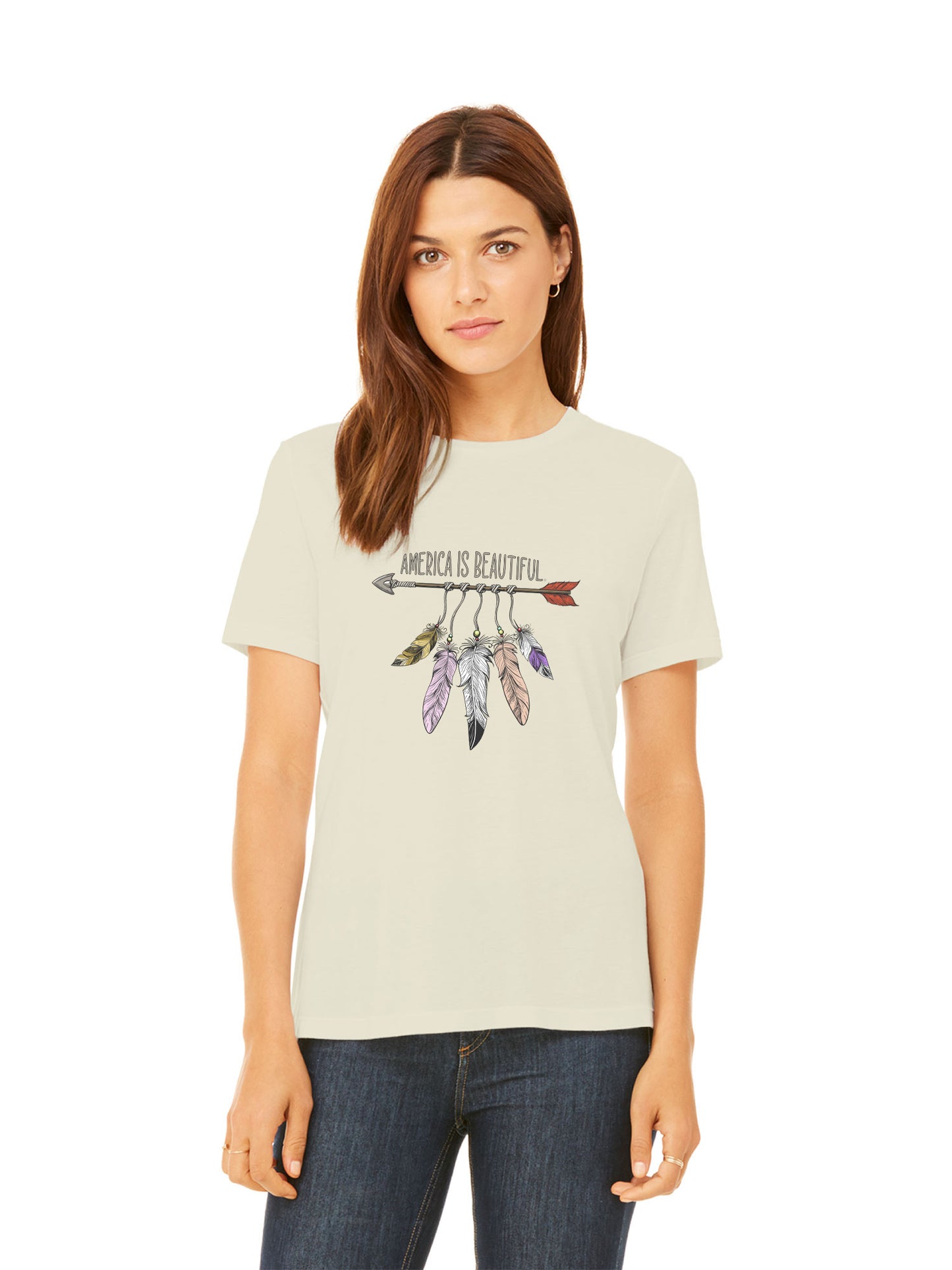 America Is Beautiful® Arrow and Feathers Womens Graphic T-shirt