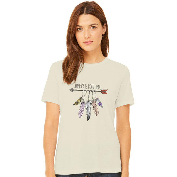 America Is Beautiful® Arrow and Feathers Womens Graphic T-shirt