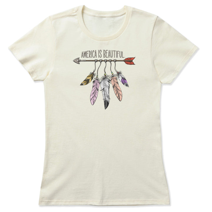America Is Beautiful® Arrow and Feathers Womens Graphic T-shirt
