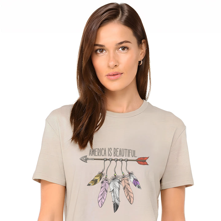 America Is Beautiful® Arrow and Feathers Womens Graphic T-shirt