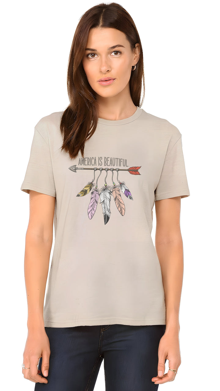 America Is Beautiful® Arrow and Feathers Womens Graphic T-shirt