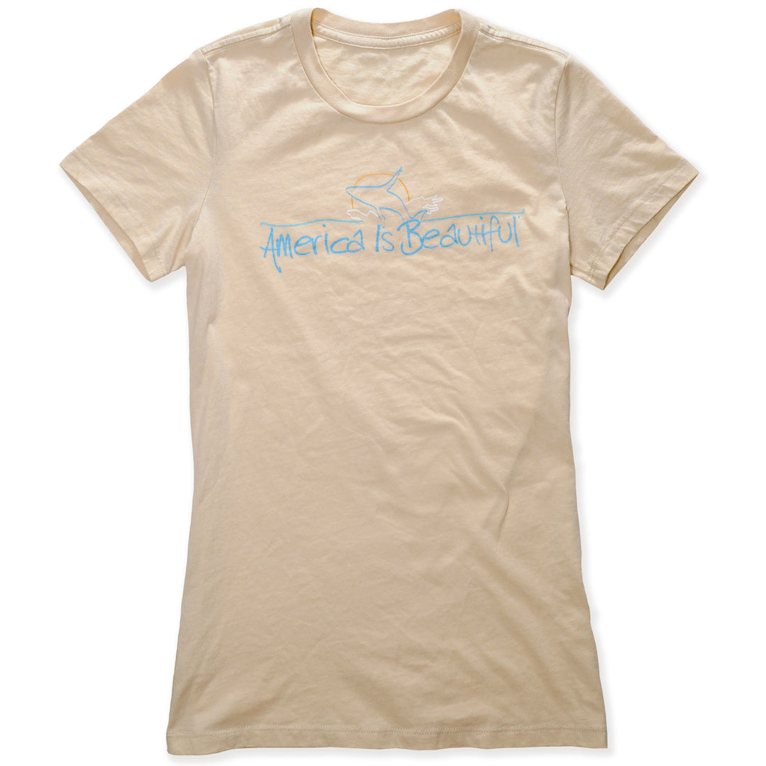 America Is Beautiful® Breaching Whale Womens Graphic T-shirt