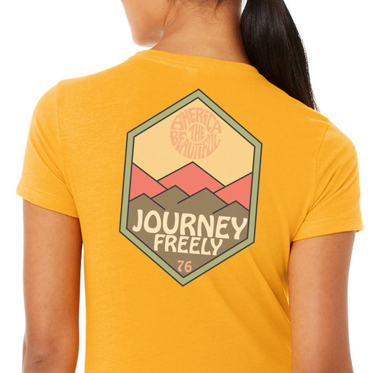 Journey Freely Sunrise America The Beautiful® Womens Short Sleeve Tee